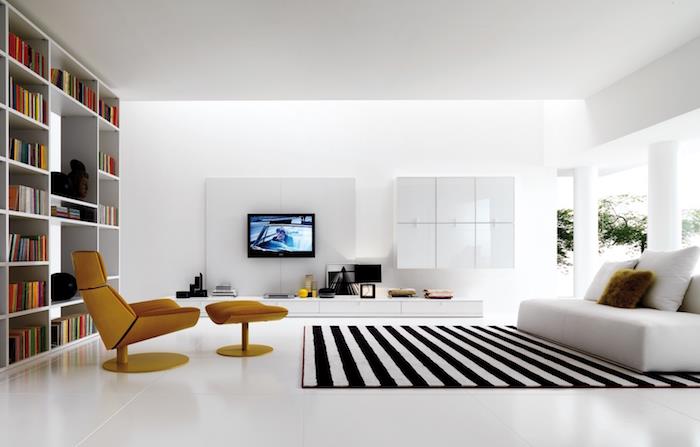 minimalistična zasnova dnevne sobe in deko ideja