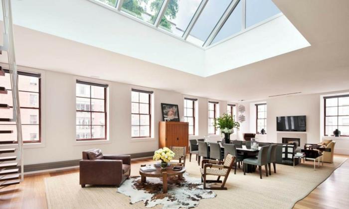 geniş-tavan-düzen-modern-oturma odası-cam-tavan-geniş-pencere