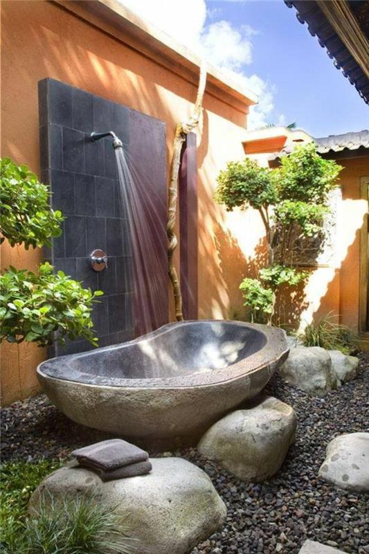 bahçenizi taş küvet ve duş ile nasıl düzenlersiniz