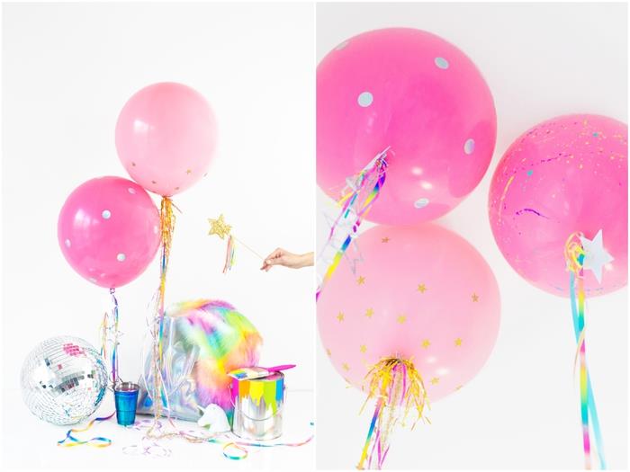 personalizirani baloni s konfeti v odtenkih roza z večbarvnim repom za dekliško vzdušje zabave, zaradi katerega sanjate