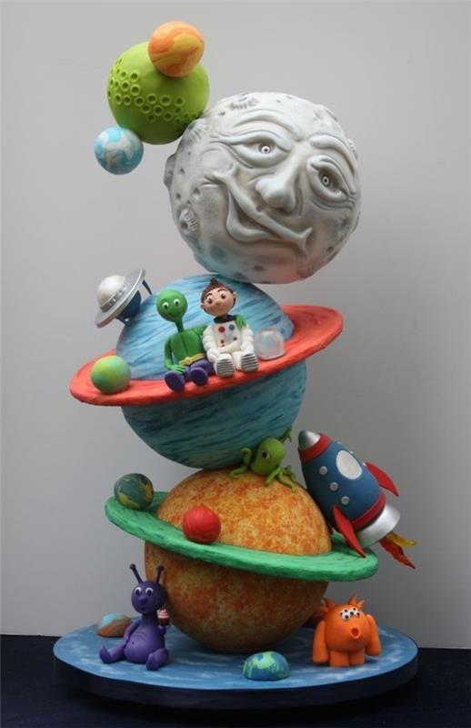 popüler-astronot temalı-kek ile orijinal-doğum günü-kek
