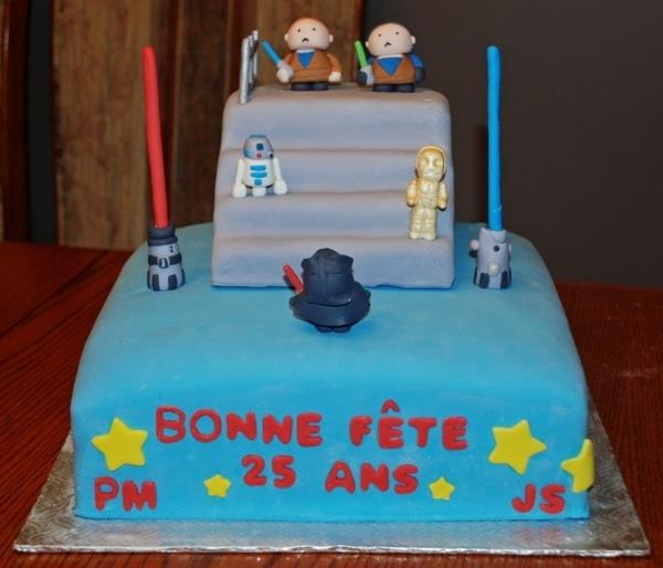 popüler-yıldız savaşları-temalı-kek ile orijinal-doğum günü-kek