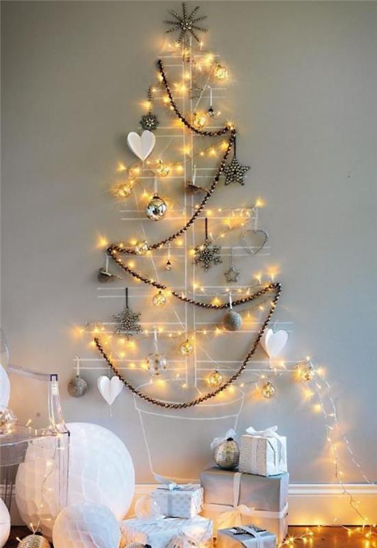 božično drevo-božično drevo-stena-božično-dekoracija-ideja