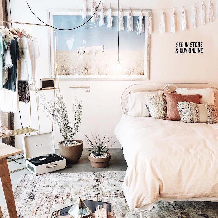 Lepa dekor za najstnico, moderna tumblr spalnica za belo in rožnato dekoracijo spalnice, kul nalepka na steni, odprto shranjevanje oblačil
