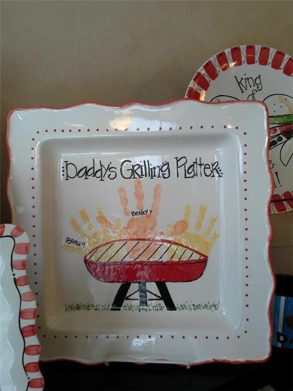 Daddy's Grill Plate, prilagojeno darilo za očetov dan z odtisom dojenčkov, preprosto osebno darilo za očetov dan