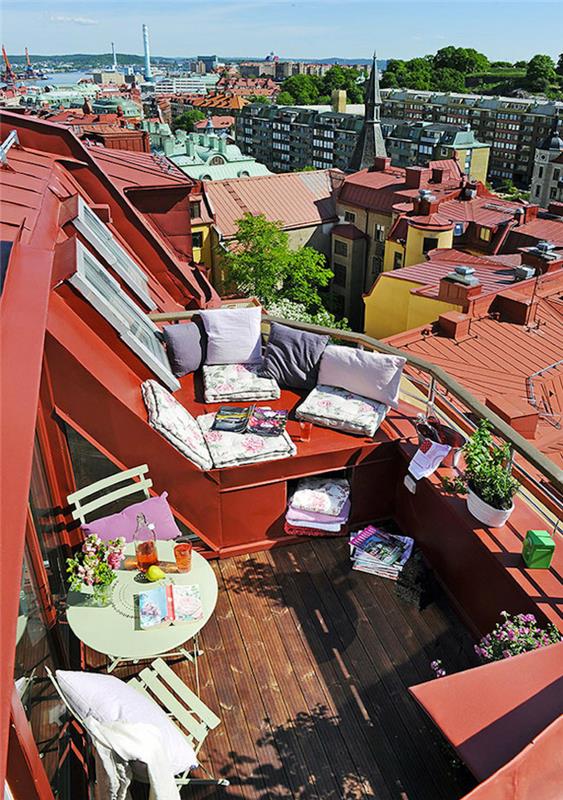 idėja mažam tarnaitės kambario balkonui, sutvarkykite nedidelę terasą ant stogo