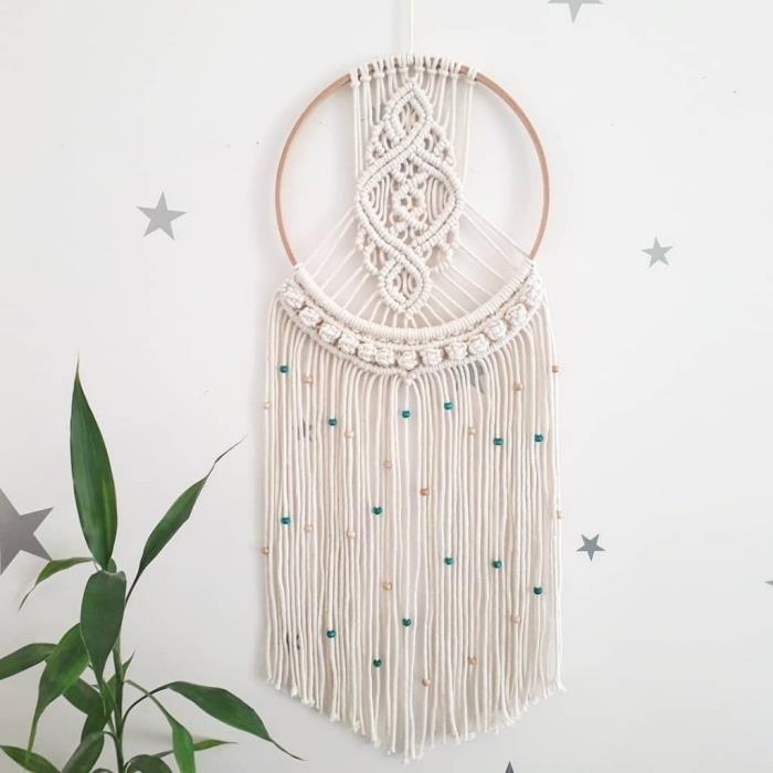 dreamcatcher diy sobne zelene rastline leseni krog osnovni makrame vozel pisane lesne kroglice