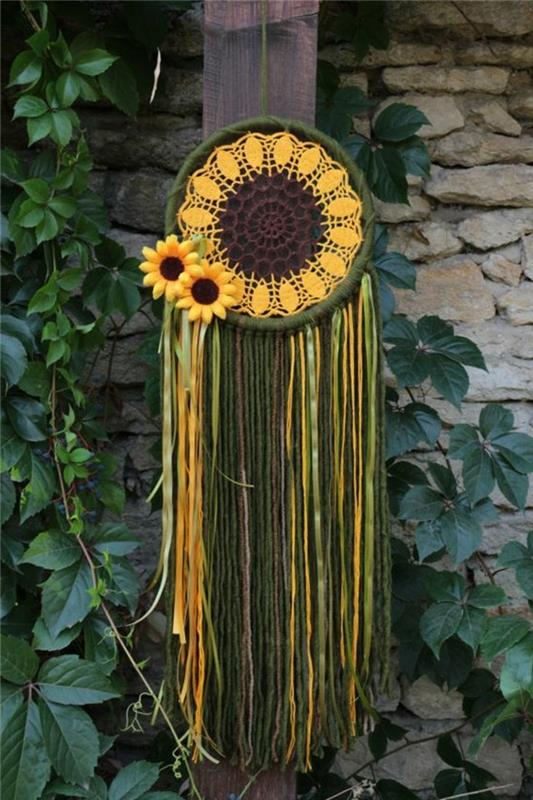 rüya yakalayıcı-yeşil-ve-sarı-ve-çiçek-dekorasyon-fikir-diy-rüya yakalayıcı-güzel