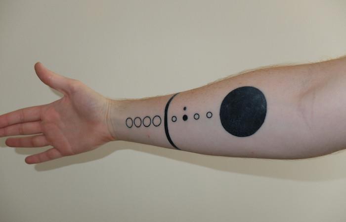 Tatuiruočių mokyklos sistema Paukščių takas tatuiruotė planetos saulė