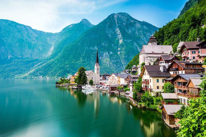 Bad Goisern Austrija, Hallstätter Pamatykite gražiausią pasaulio šalį, nuostabų kraštovaizdį, stebėkite krašto grožį, ežerą aplink kalną