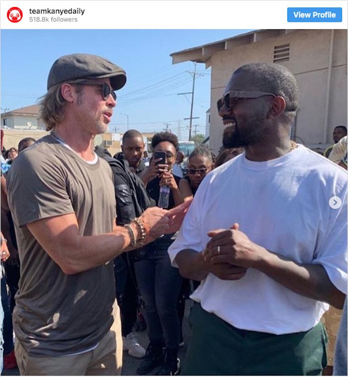 Brad Pitt je med nedeljskim bogoslužjem v nedeljo 21. avgusta v Wattsu v Kaliforniji obiskal Kanye West.