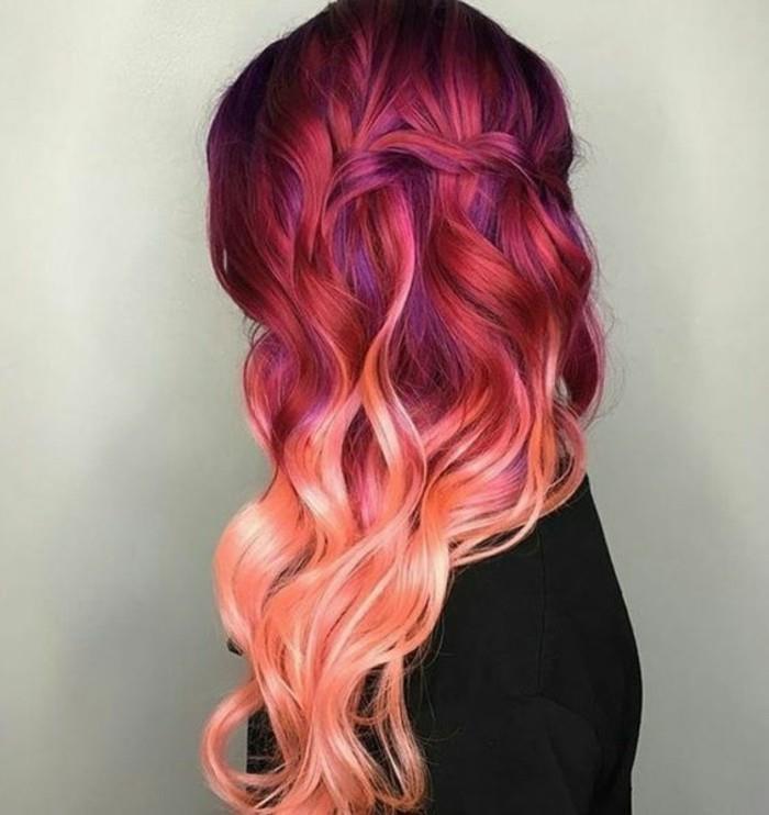 balayage-rose-barvanje las-malina-rdeča