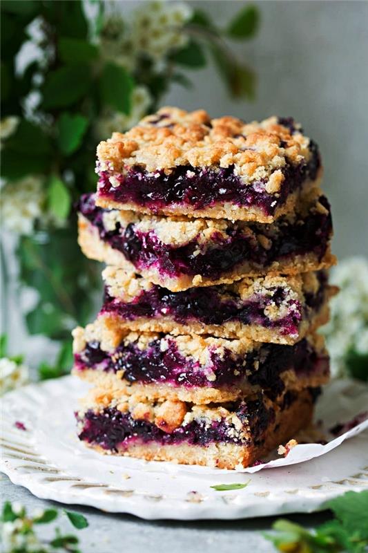 „No Bake Blueberry Crumble Bars“ receptas, lengvas ir greitas be orkaitės skonio receptas