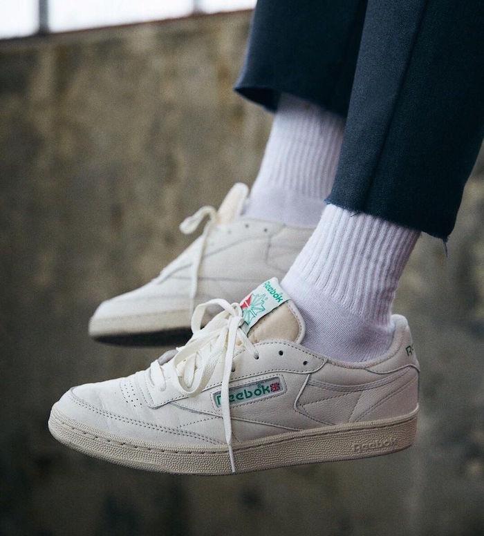 moške bele superge reebok club c85 classics trendovski retro slog v usnju