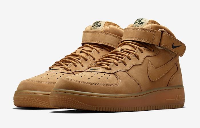 Sınırlı kahverengi deriden Nike air force 1 orta keten spor ayakkabı