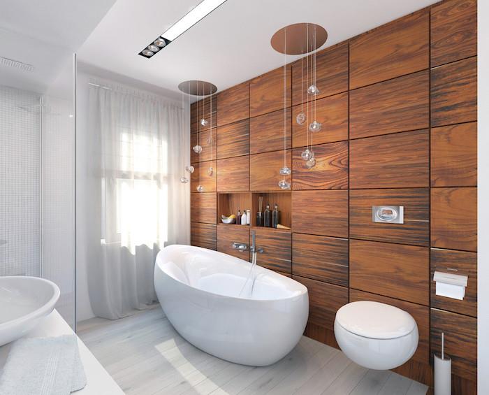 Ahşap duvar küvet ve lavabo,