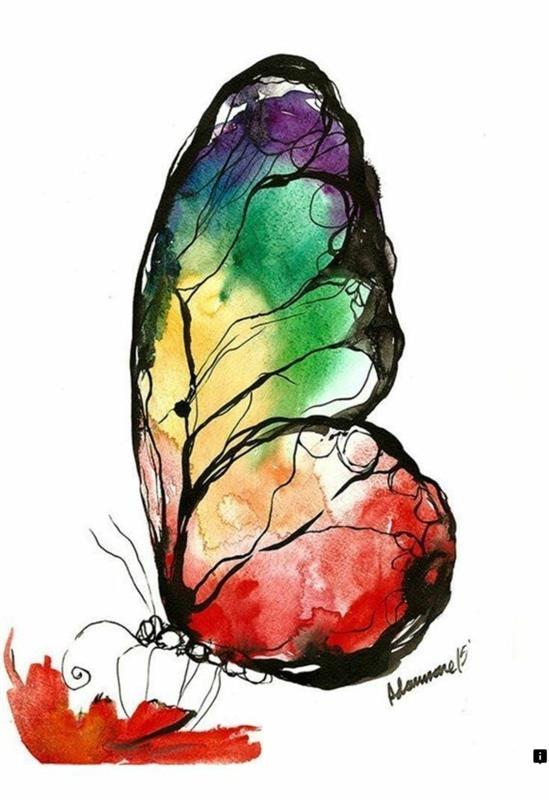Akvarelės drugelio piešimas vaivorykštės spalva, drugelio piešinys puikiai tinka pradedantiesiems pradėti piešti