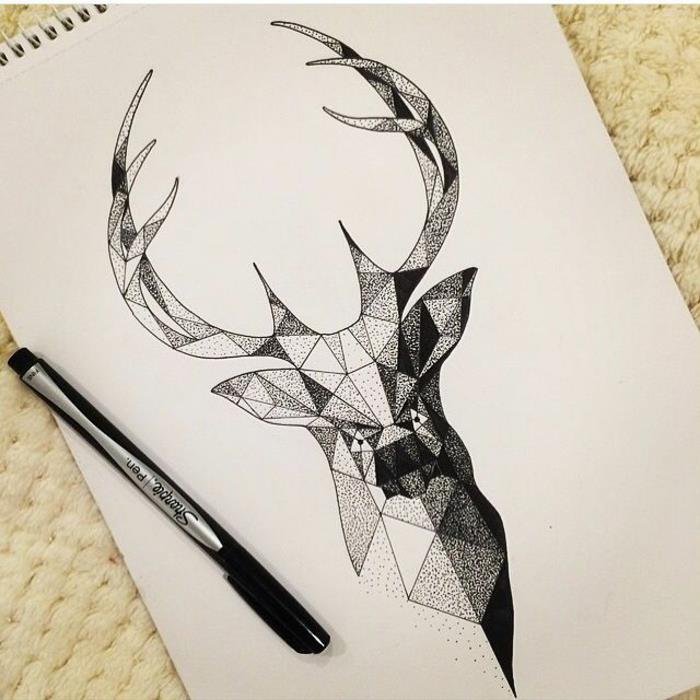 Kolay geometrik çizim nokta desenli geyik nasıl çizilir kolay fikir