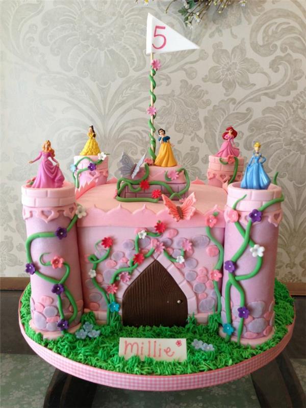 Puiki idėja princesės gimtadienio tortai „Disney“ princesės pilies pyragas “
