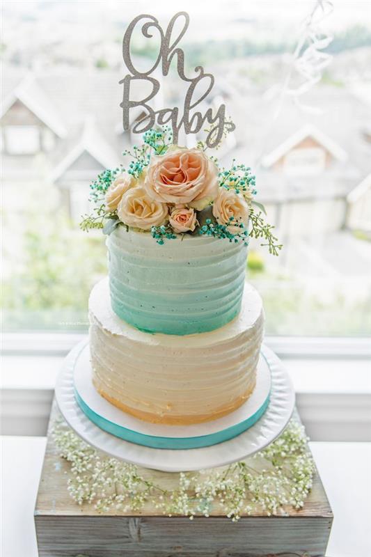 Lezzetli hamile kadın kek kaban bebek duş kek kaban bebek biberon iki katmanlı kek oh bebek çiçek dekorasyon için