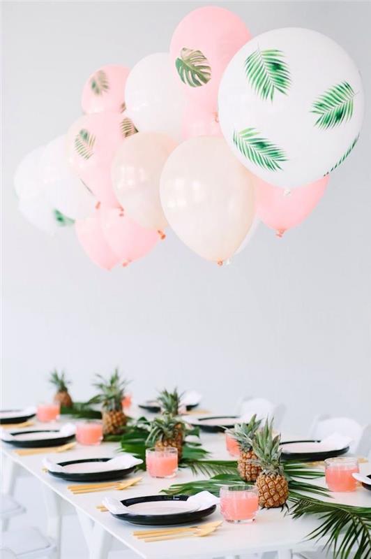 Okraski za rojstni dan, da si ustvarite idejo DIY hiša naredi praznično večerne balone jedilna miza okras mize tekač z ananasom