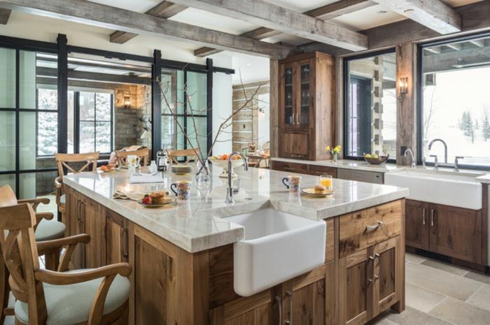 güzel kır evi mutfak fotoğraf ilham mermer ve ahşap modern rustik mutfak