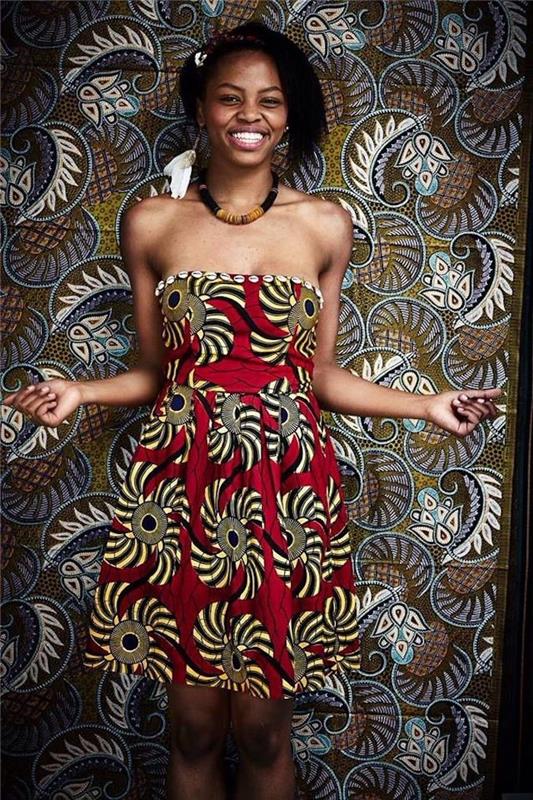 Güzel şık Afrika elbisesi 2018 bahar trendi 2018 straplez elbise