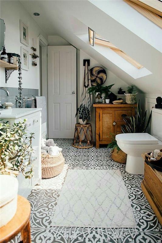 Yerdeki fayanslar ahşap mobilya banyo dekorasyon fikirleri, banyo duvar dekor fikirleri