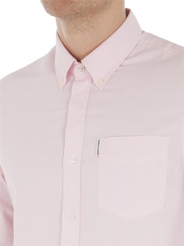 Ben Sherman moška roza bombažna oksford majica z dolgimi rokavi