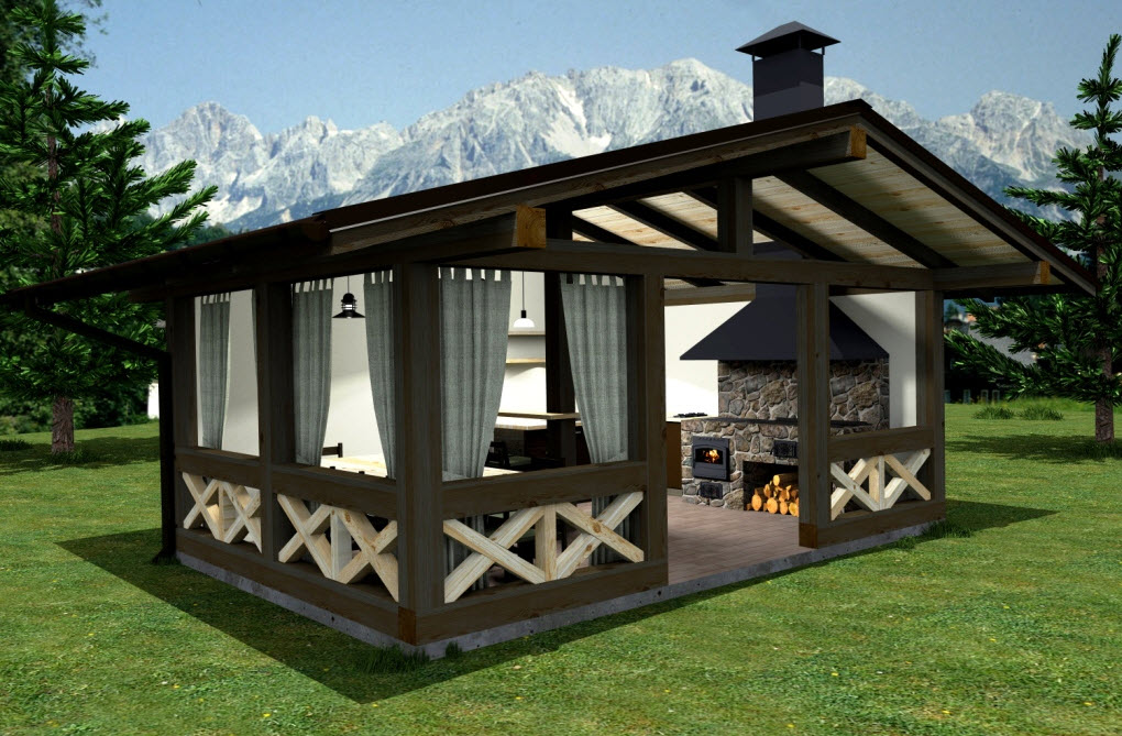 cenador de madera estilo chalet