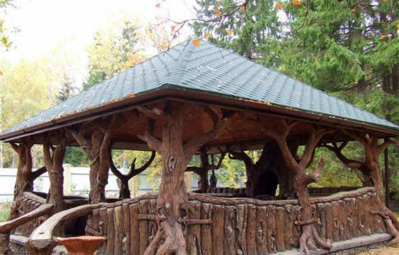 estilo mirador con entramado de madera
