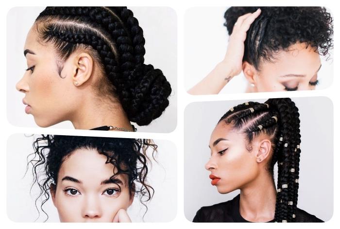 primer frizure za kratke kodraste ali dolge kodraste lase, afro ostrižene dolge lase, spletene v dreadlock