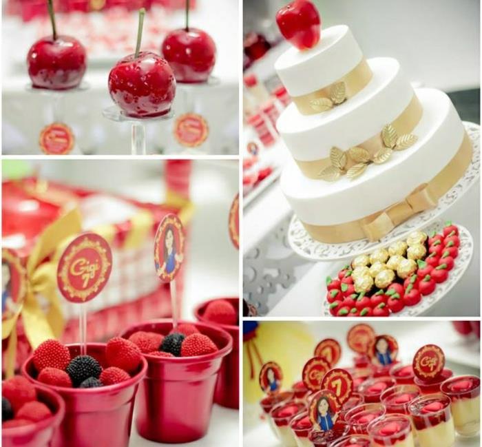 sniego baltumo ir 7 nykštukų vaiko gimtadienio dekoravimas-graži-stilinga-idėja-saldainių obuoliai