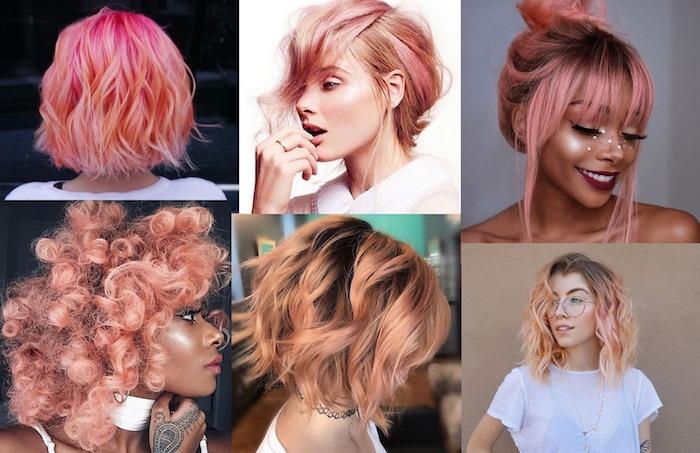 Šiuolaikiniai moterų kirpimai 2020 m., Skirtingi šukuosenų modeliai moterims madinguose rausvai rožiniuose plaukuose