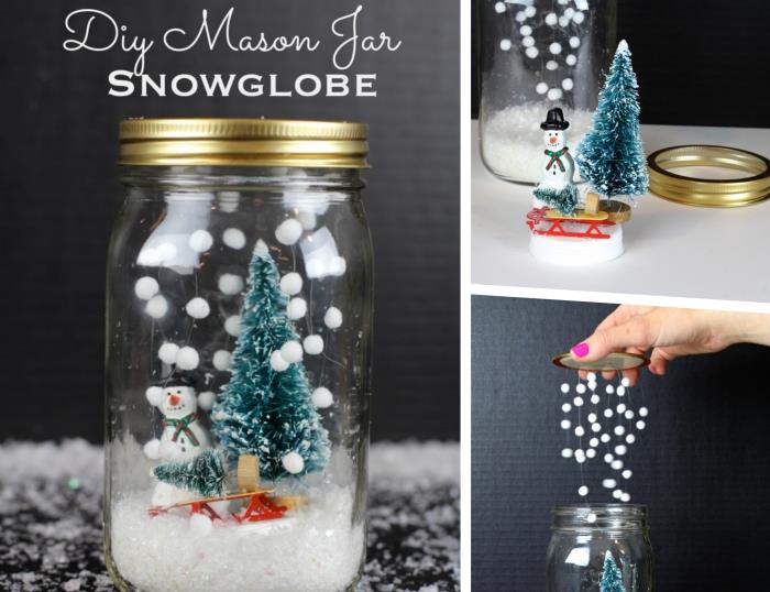 diy easy mama Božično darilo, ročno izdelan model snežne krogle, primer steklenega kozarca za božič, ki ga narediš sam
