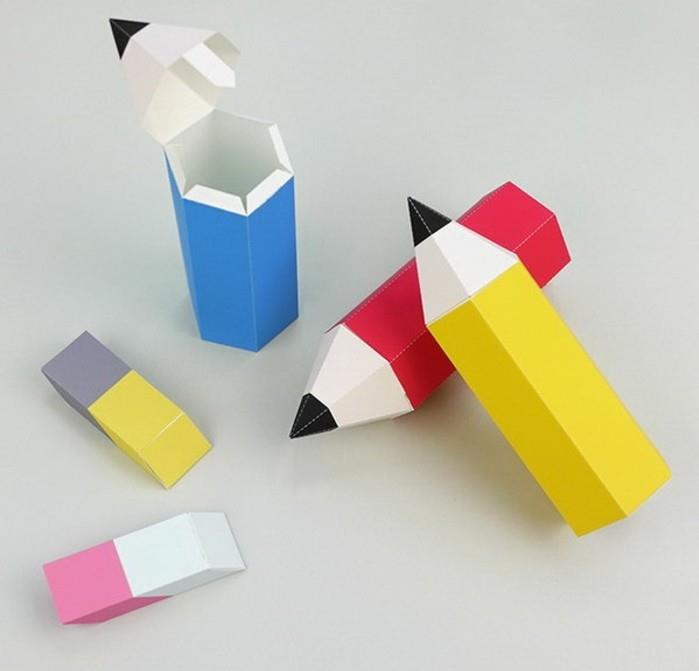 pieštuko formos origami-dėžutė-įvairiaspalvis-pieštukas-idėja-pasidaryk pats-laikymo dėžutė