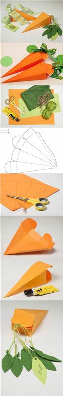 origami-popieriaus dėžutė-pamoka-padaryti-morkos formos dėžutę-tinka-Velykoms-dovanų dėžutę