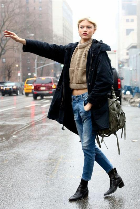 yağmur çizmesi-kadın-fikir-kıyafet-kış-sonbahar-in-NY