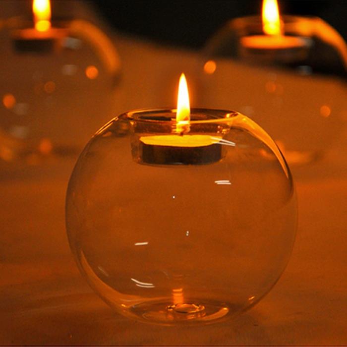 skaidrus stiklas-žvakidė-skaidrus-kamuolys-žvakidė