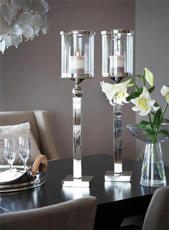 stiklo žvakidė-du elegantiški-stikliniai žvakidės