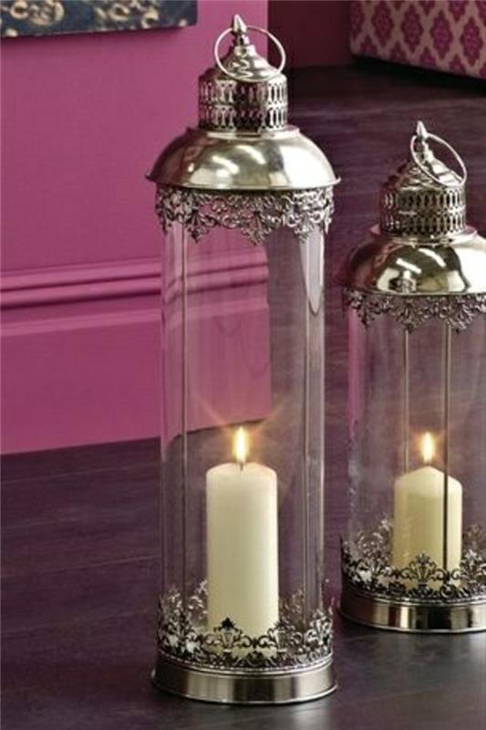 žvakidė-stikle-dailūs žibintai-su žvakėmis
