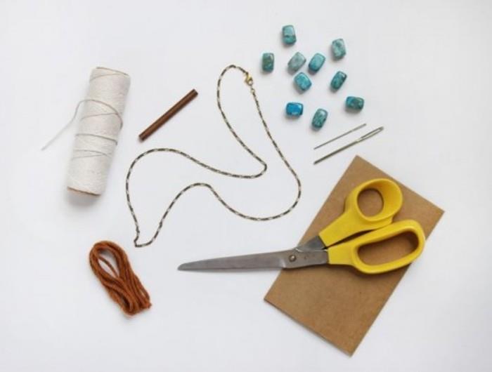 diy macrame, potrebni materiali, škarje, nit in igla, vozel macrame