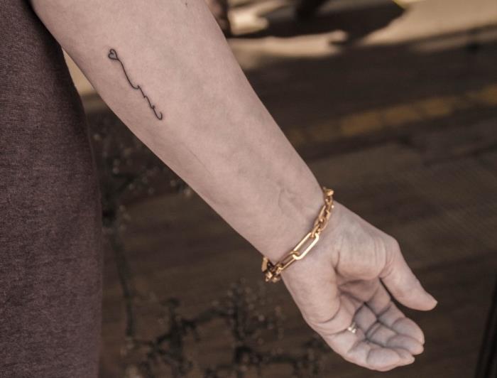 idea tattoo tattoo ženska na roki, risba s črnilom v minimalističnem slogu z majhnim srčkom na ženski roki