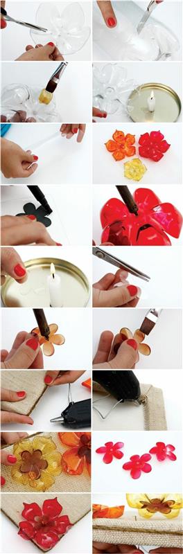 DIY plastik şişe, çiçek mumlukları
