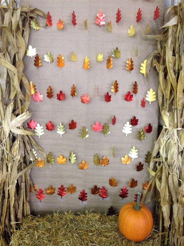 „Pasidaryk pats“ Helovino lengvos girliandos verpalų lapai aukso popieriaus apelsinų moliūgų šiaudų sienų dekoro rudens popieriaus kūriniai