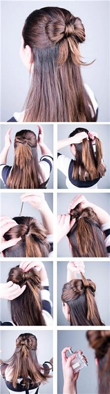 lok punčka, korak za korakom, diy tutorial, dolgi rjavi lasje, pletenice za dolge lase, slike ob boku