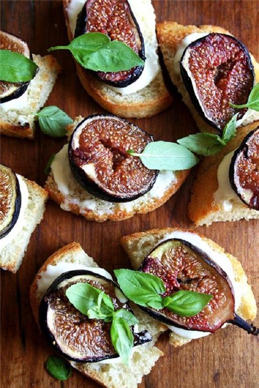 tatlı ve tuzlu bir tada sahip bruschetta tarifi, kavrulmuş incirli tost ve ricotta