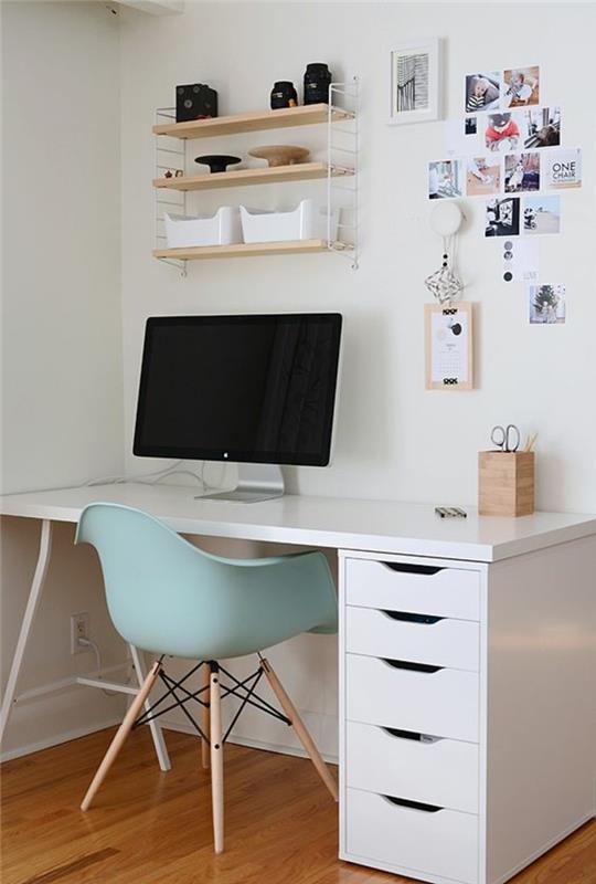 bela-lak-miza-ikea-miza-in-modro-skandinavski stol