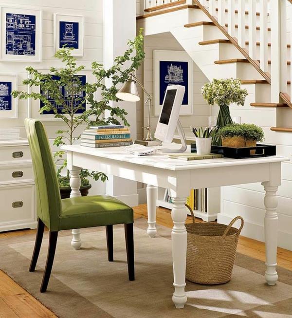 modern-ofis-beyaz-yeşil-deko-merdiven-ve-yeşil-sandalye