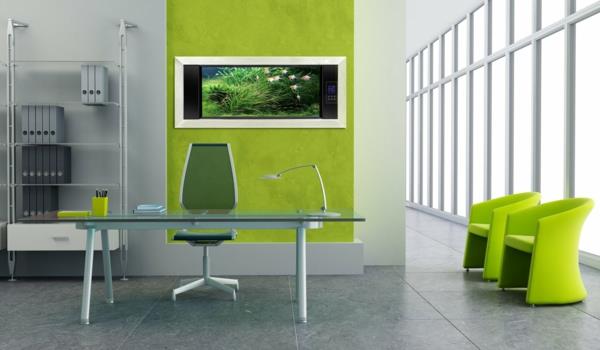 modern-ofis-duvar-boyama-yeşil-minimalist-iç